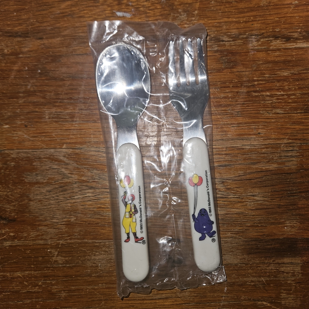 McDonald's Kids Cutlery Set - White and Silver